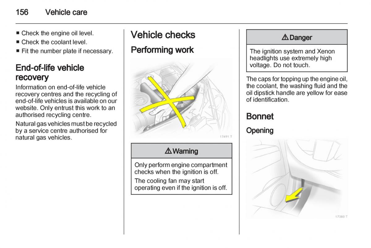 Opel Zafira B owners manual / page 156