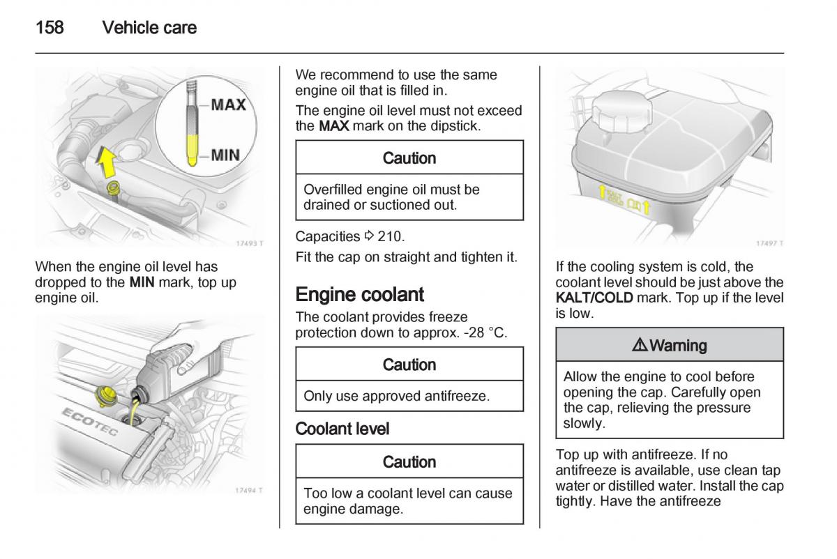 Opel Zafira B owners manual / page 158