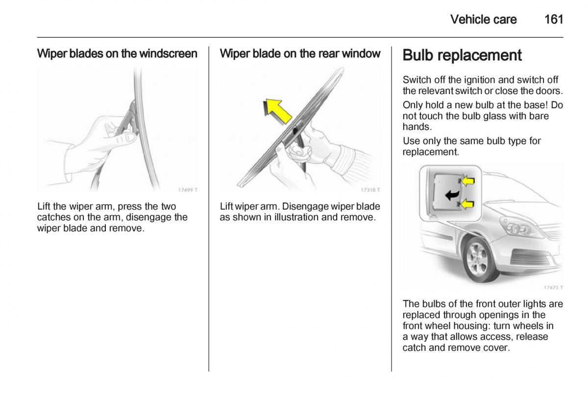 Opel Zafira B owners manual / page 161