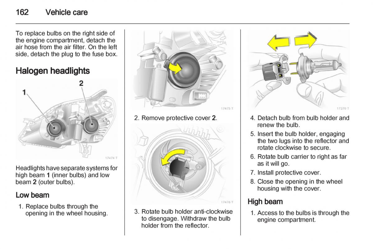 Opel Zafira B owners manual / page 162