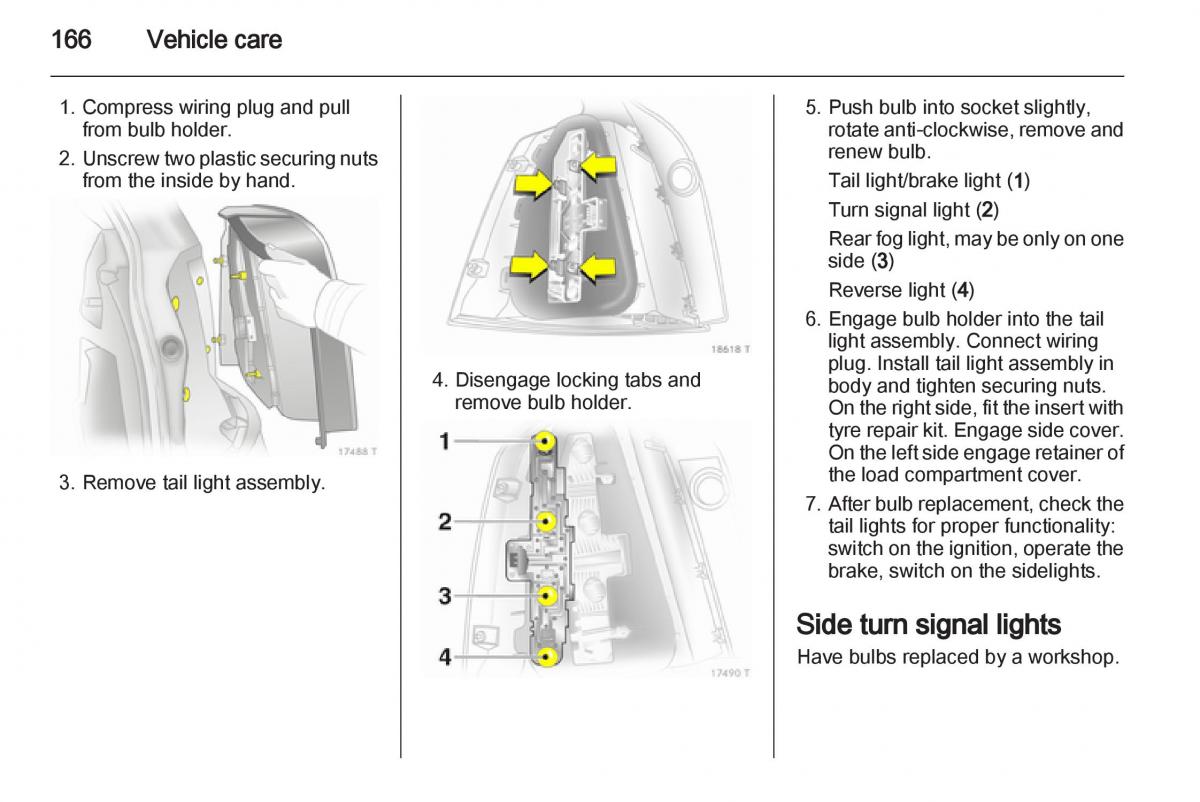 Opel Zafira B owners manual / page 166