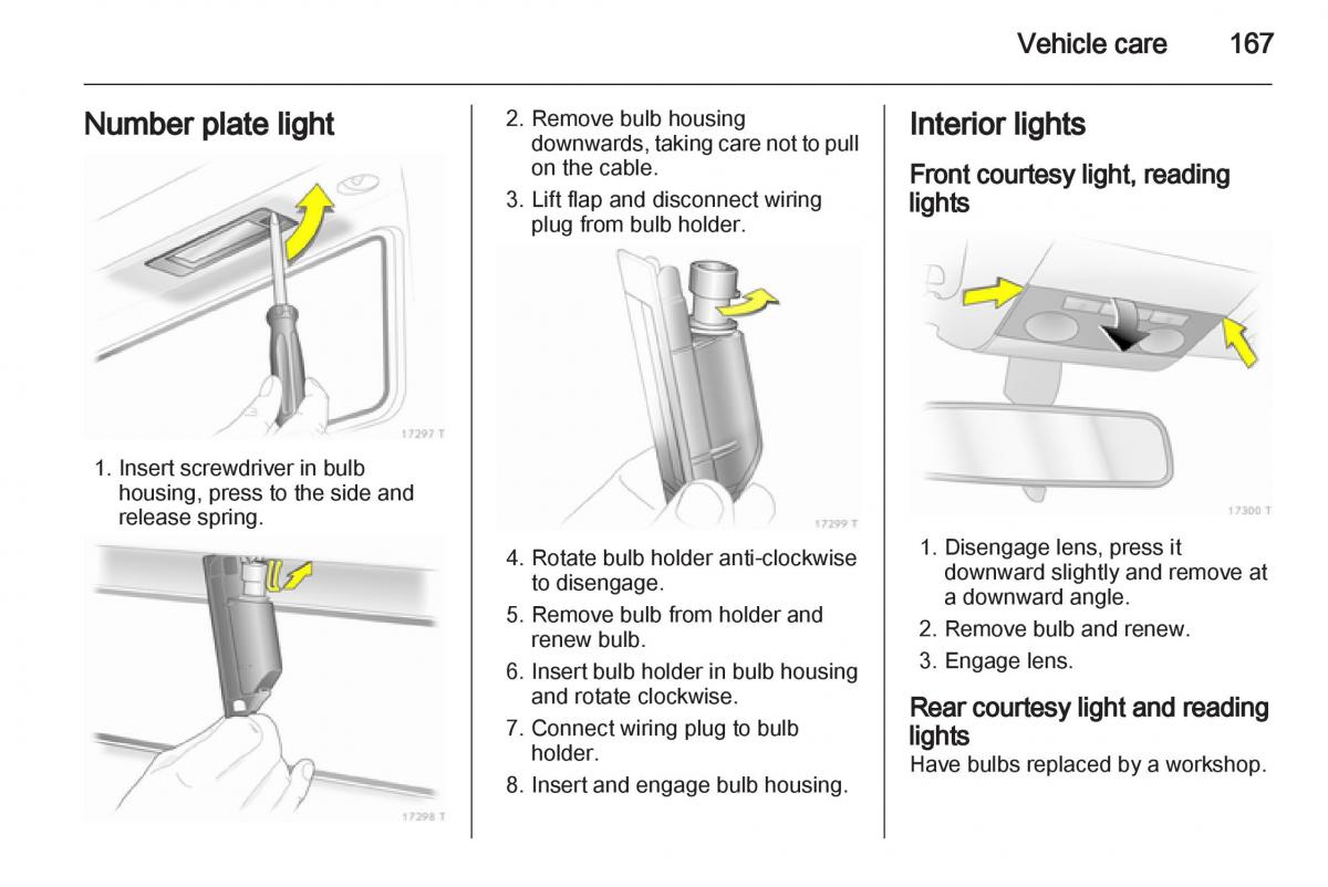 Opel Zafira B owners manual / page 167