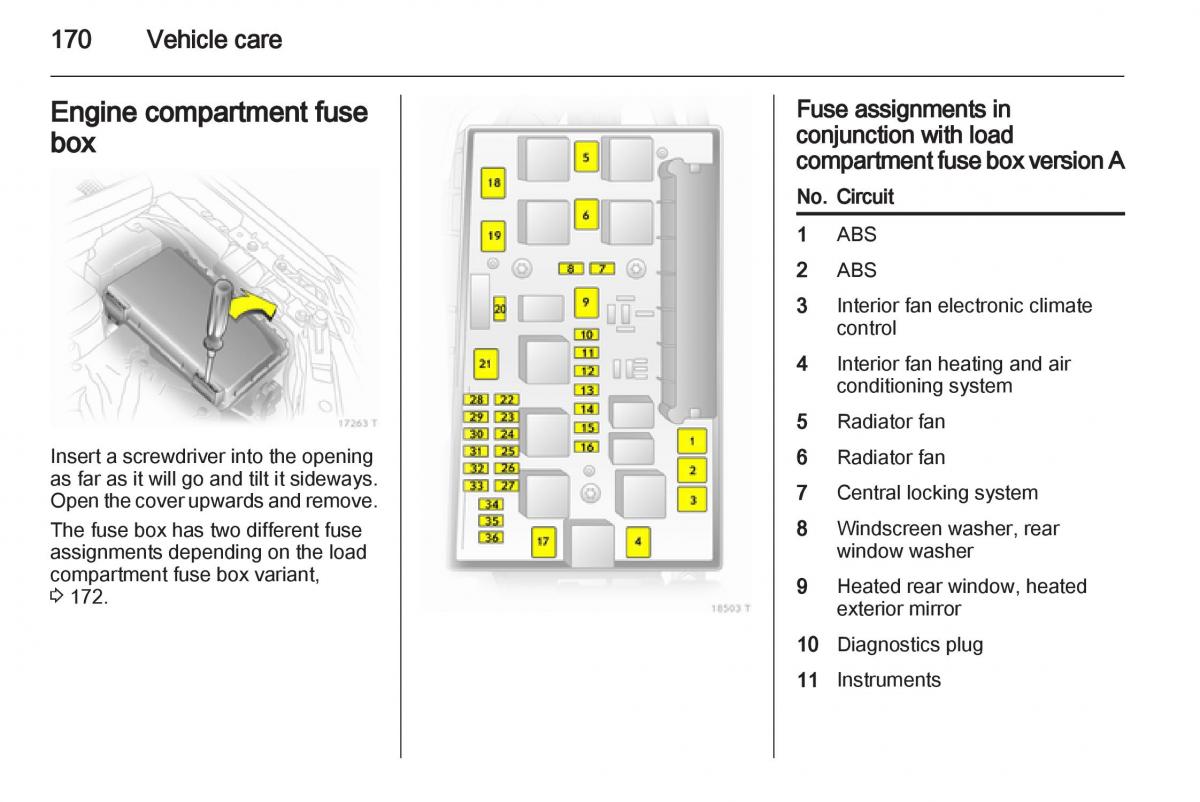 Opel Zafira B owners manual / page 170