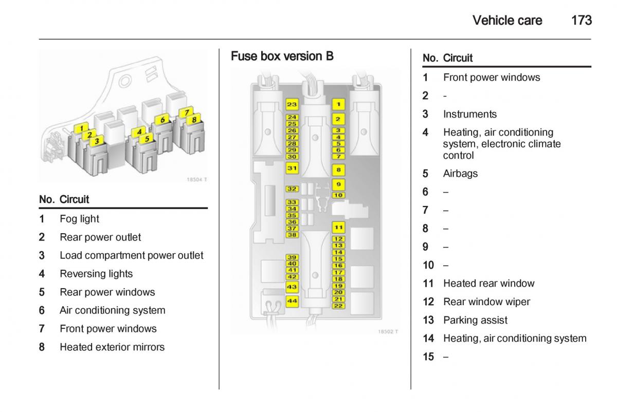 Opel Zafira B owners manual / page 173