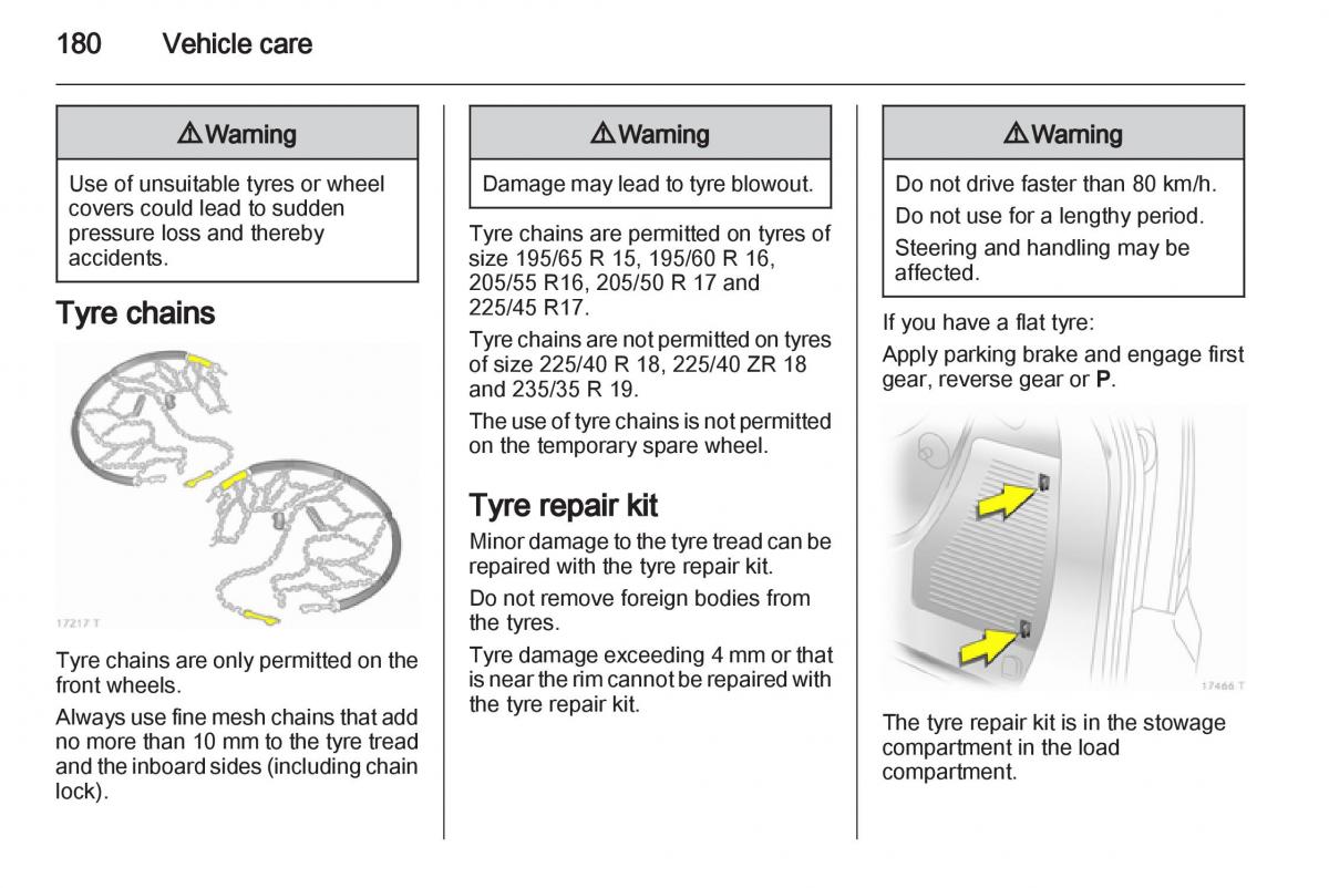 Opel Zafira B owners manual / page 180