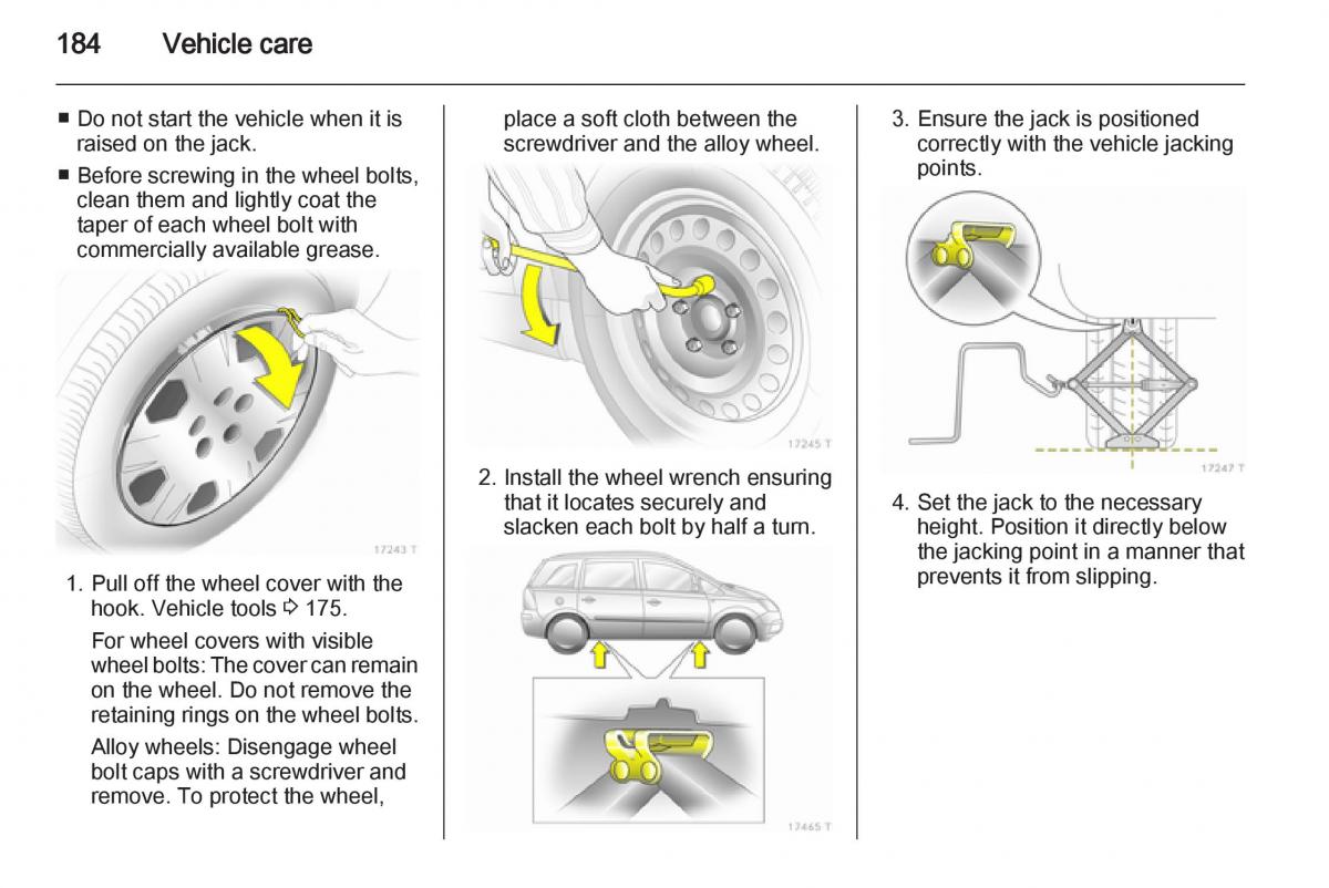 Opel Zafira B owners manual / page 184