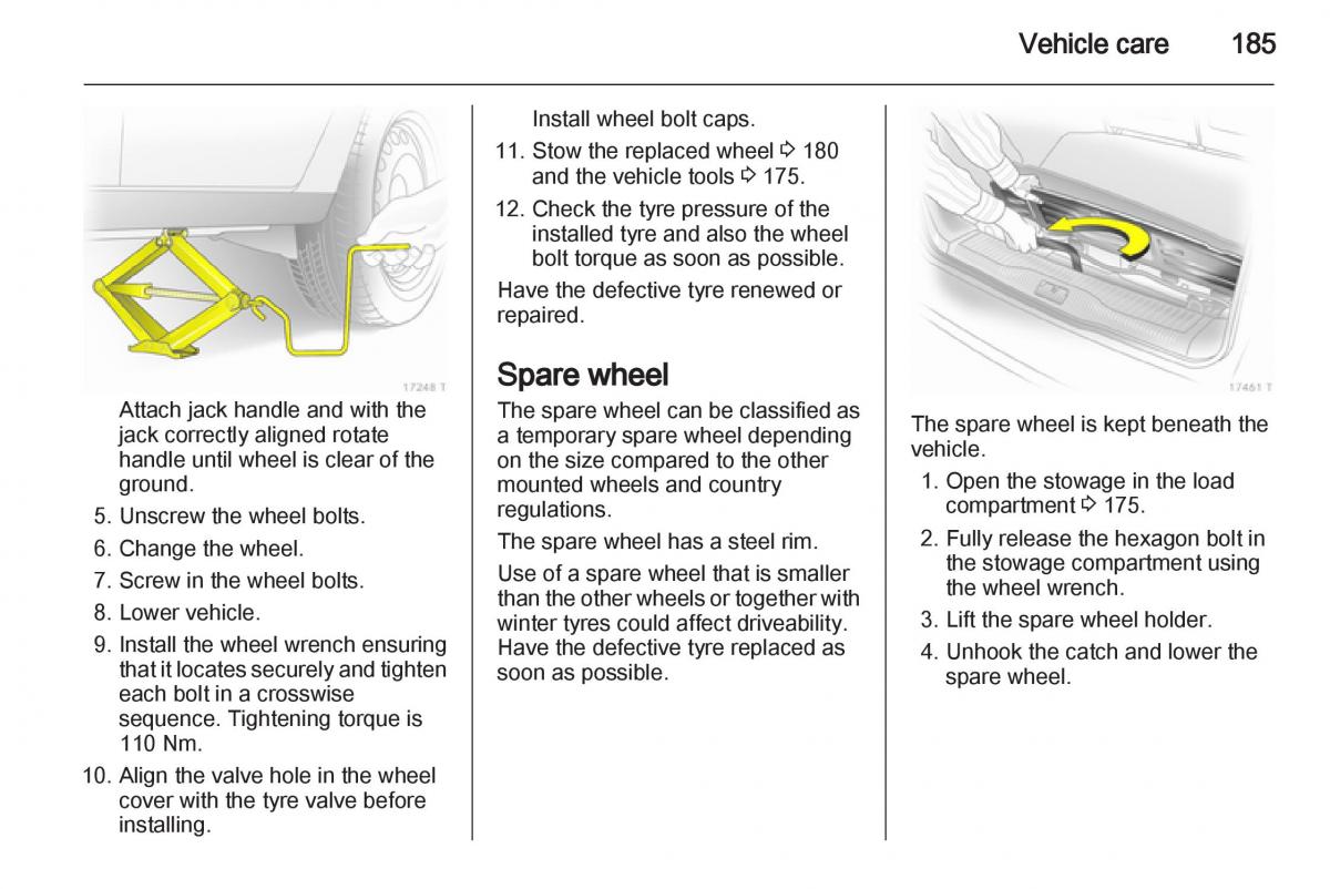 Opel Zafira B owners manual / page 185