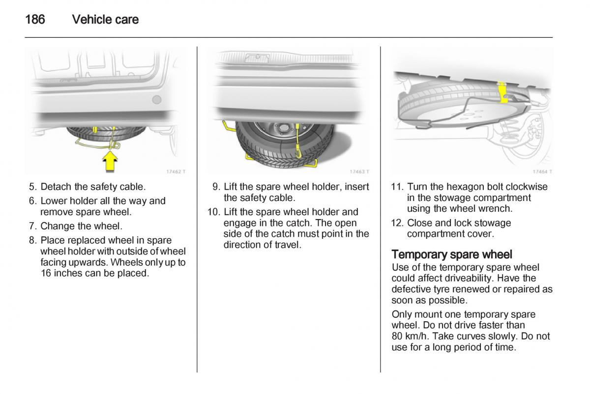 Opel Zafira B owners manual / page 186