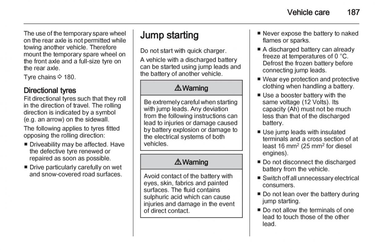 Opel Zafira B owners manual / page 187