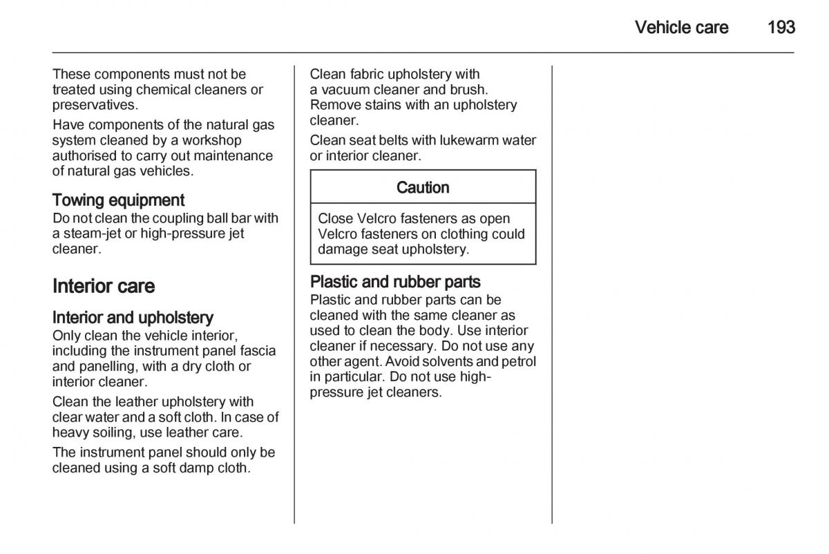 Opel Zafira B owners manual / page 193