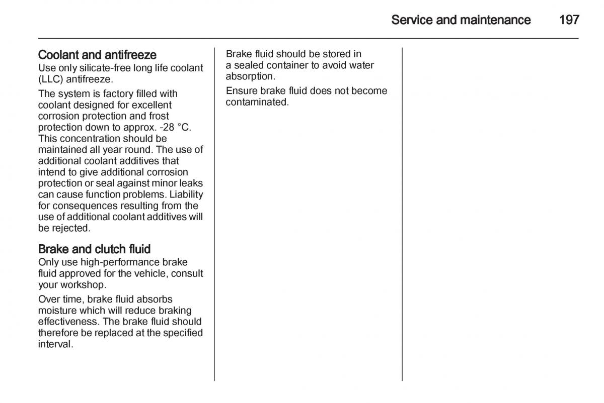 Opel Zafira B owners manual / page 197