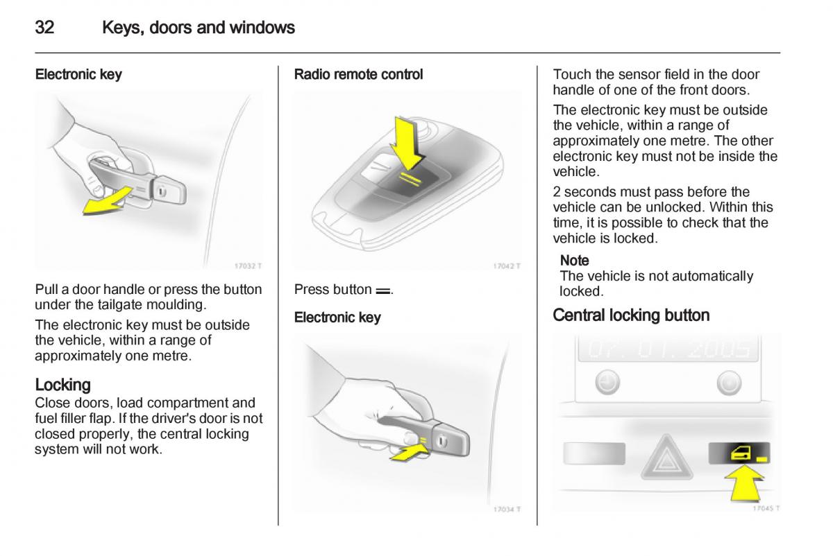 Opel Zafira B owners manual / page 32