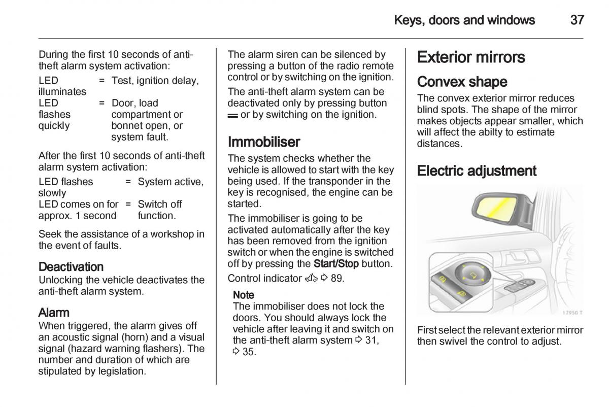 Opel Zafira B owners manual / page 37