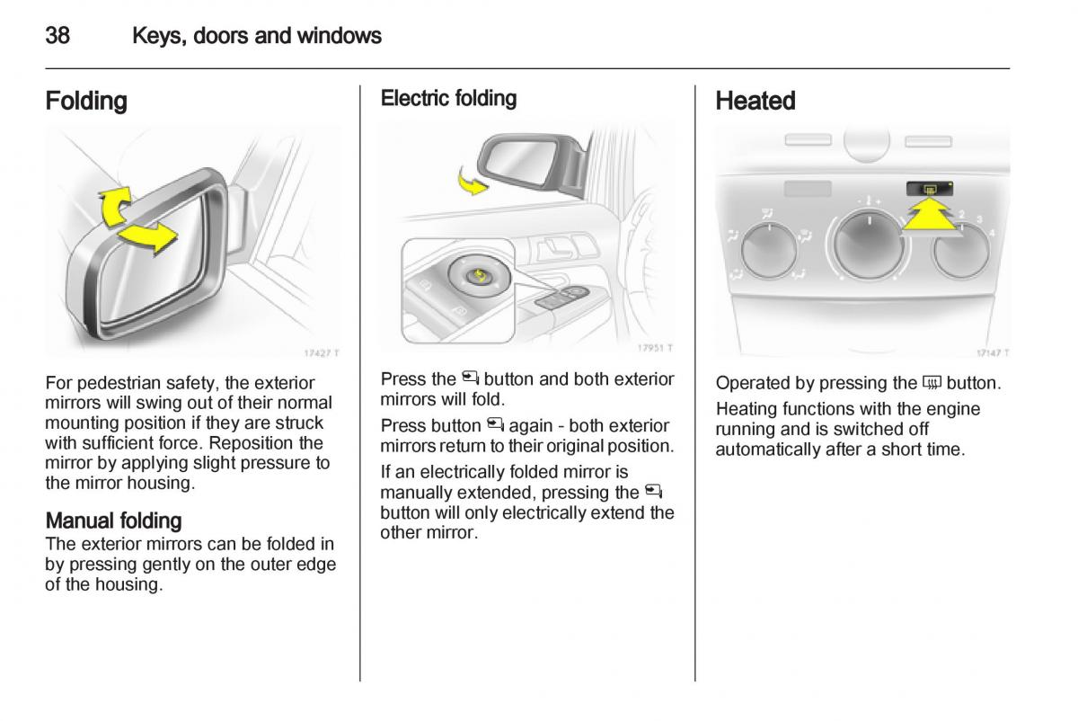 Opel Zafira B owners manual / page 38