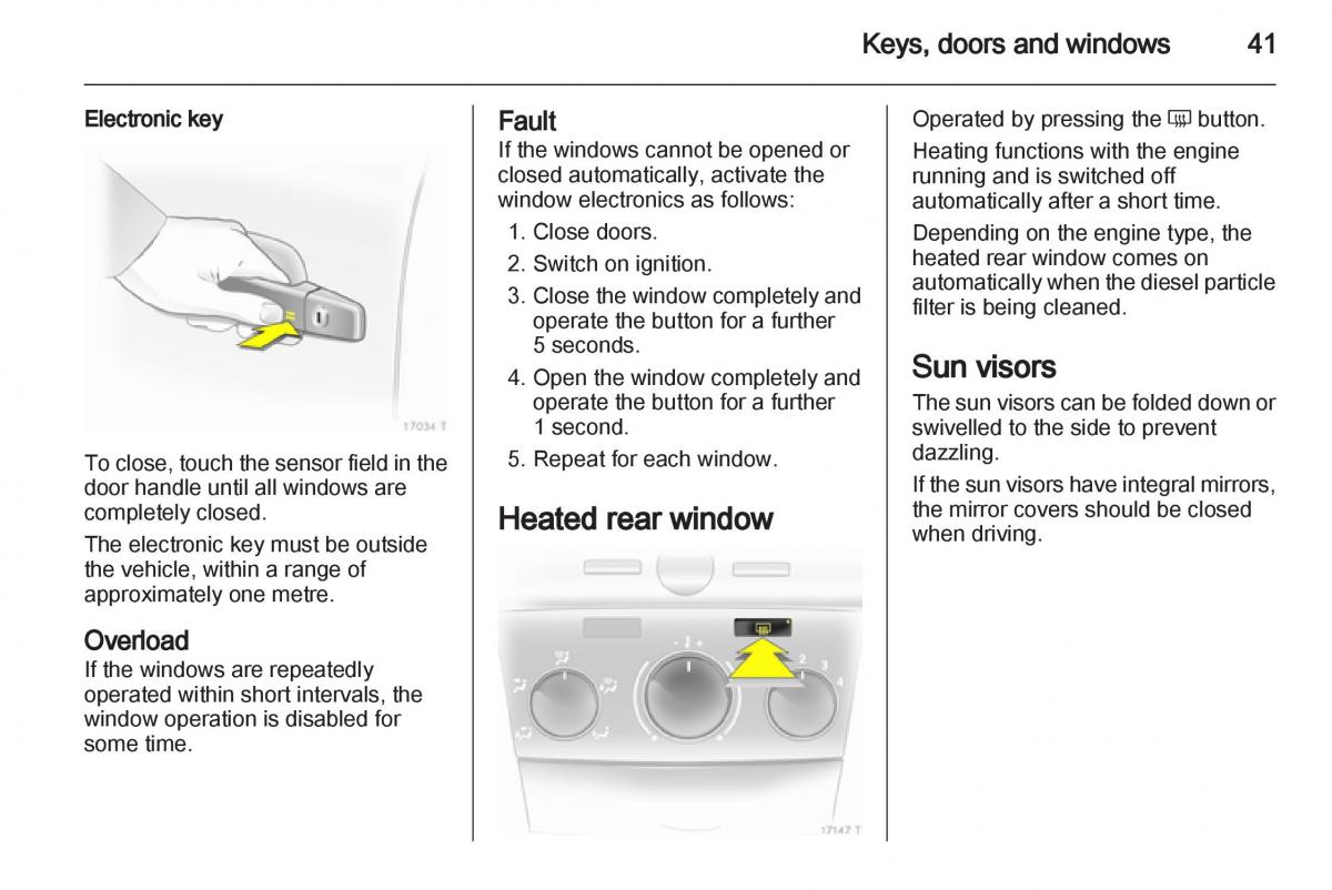 Opel Zafira B owners manual / page 41