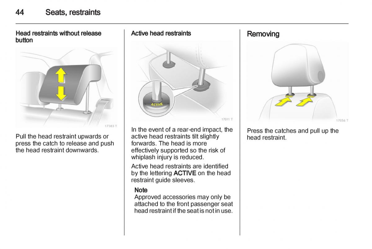 Opel Zafira B owners manual / page 44