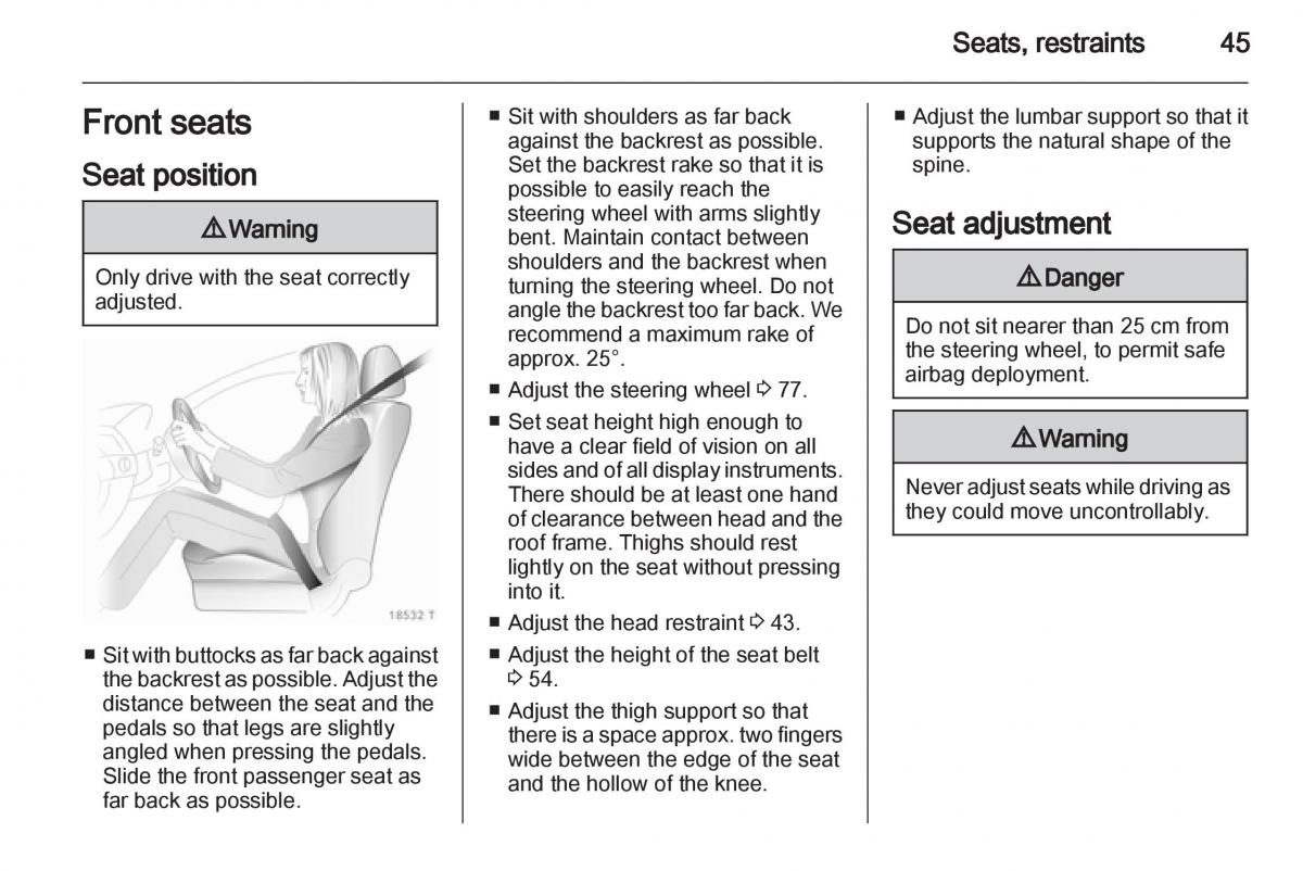 Opel Zafira B owners manual / page 45