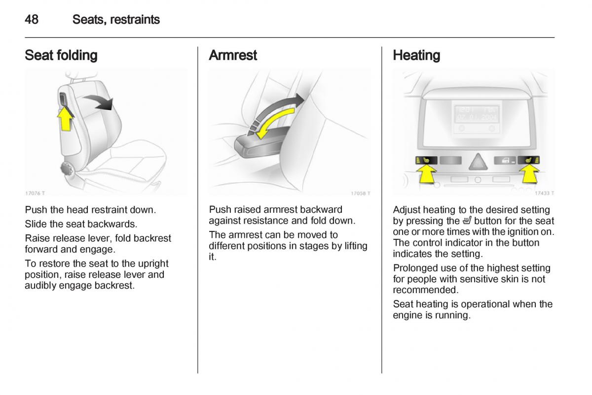 Opel Zafira B owners manual / page 48