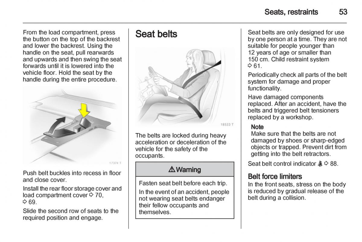 Opel Zafira B owners manual / page 53