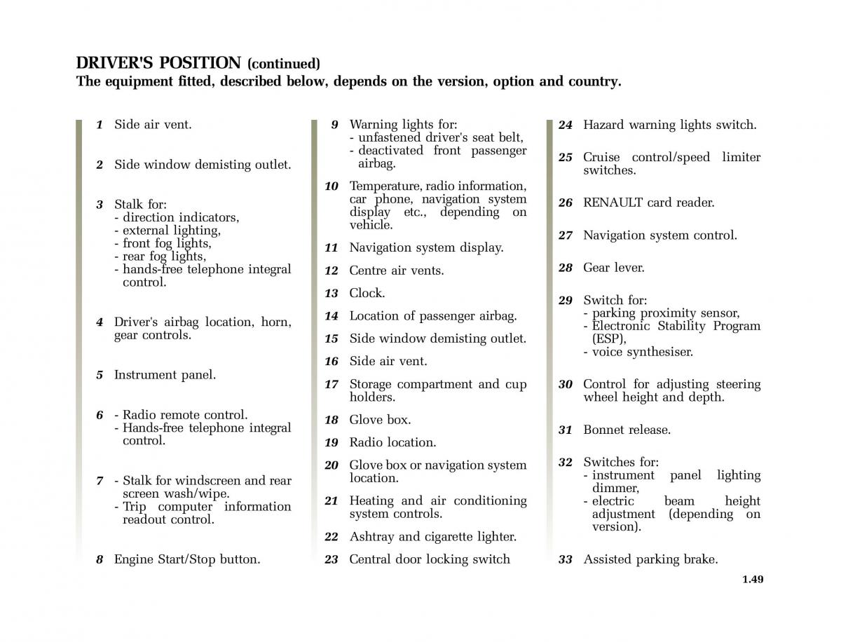 Renault Vel Satis owners manual / page 58