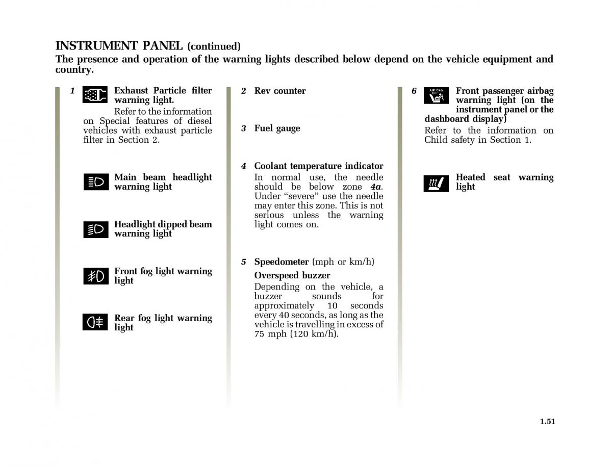 Renault Vel Satis owners manual / page 60