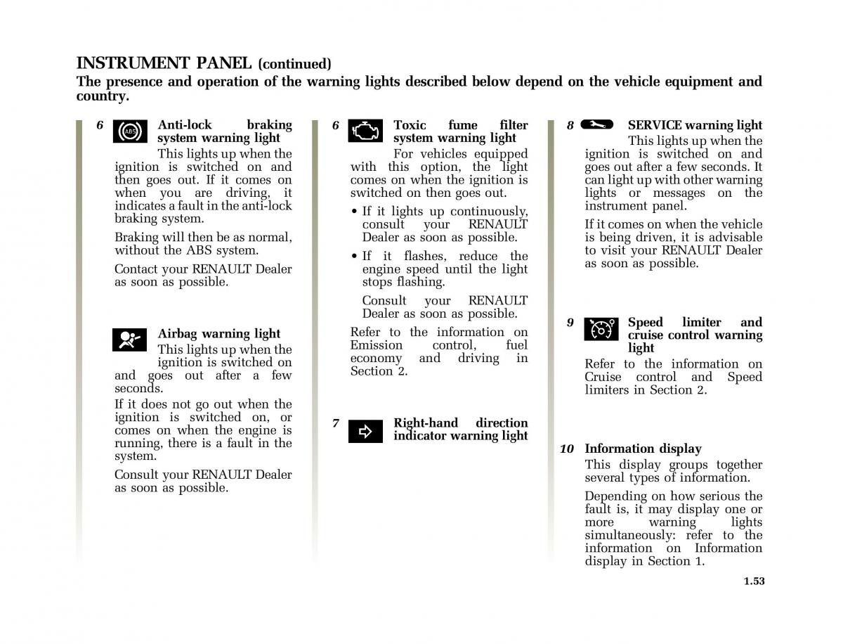 Renault Vel Satis owners manual / page 62