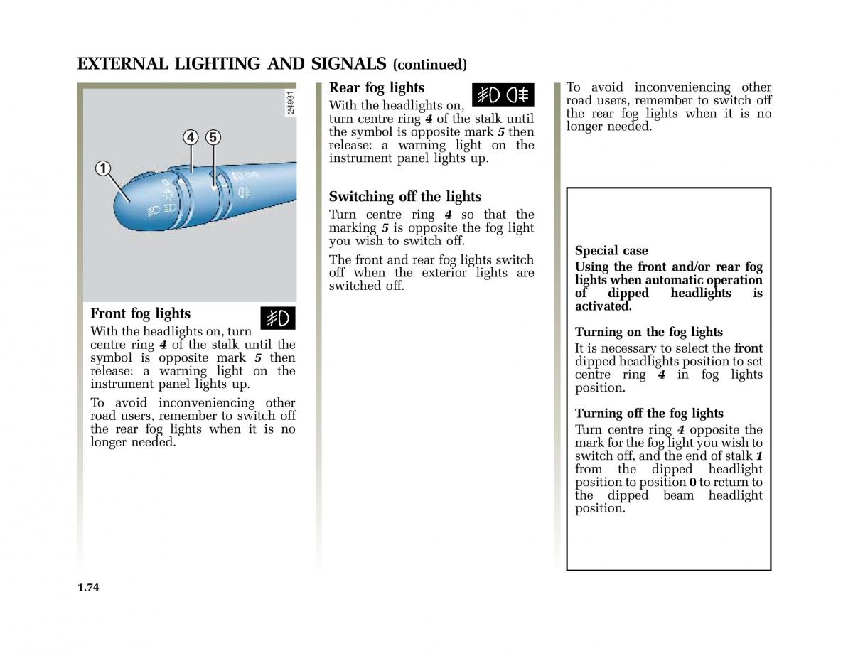 Renault Vel Satis owners manual / page 83