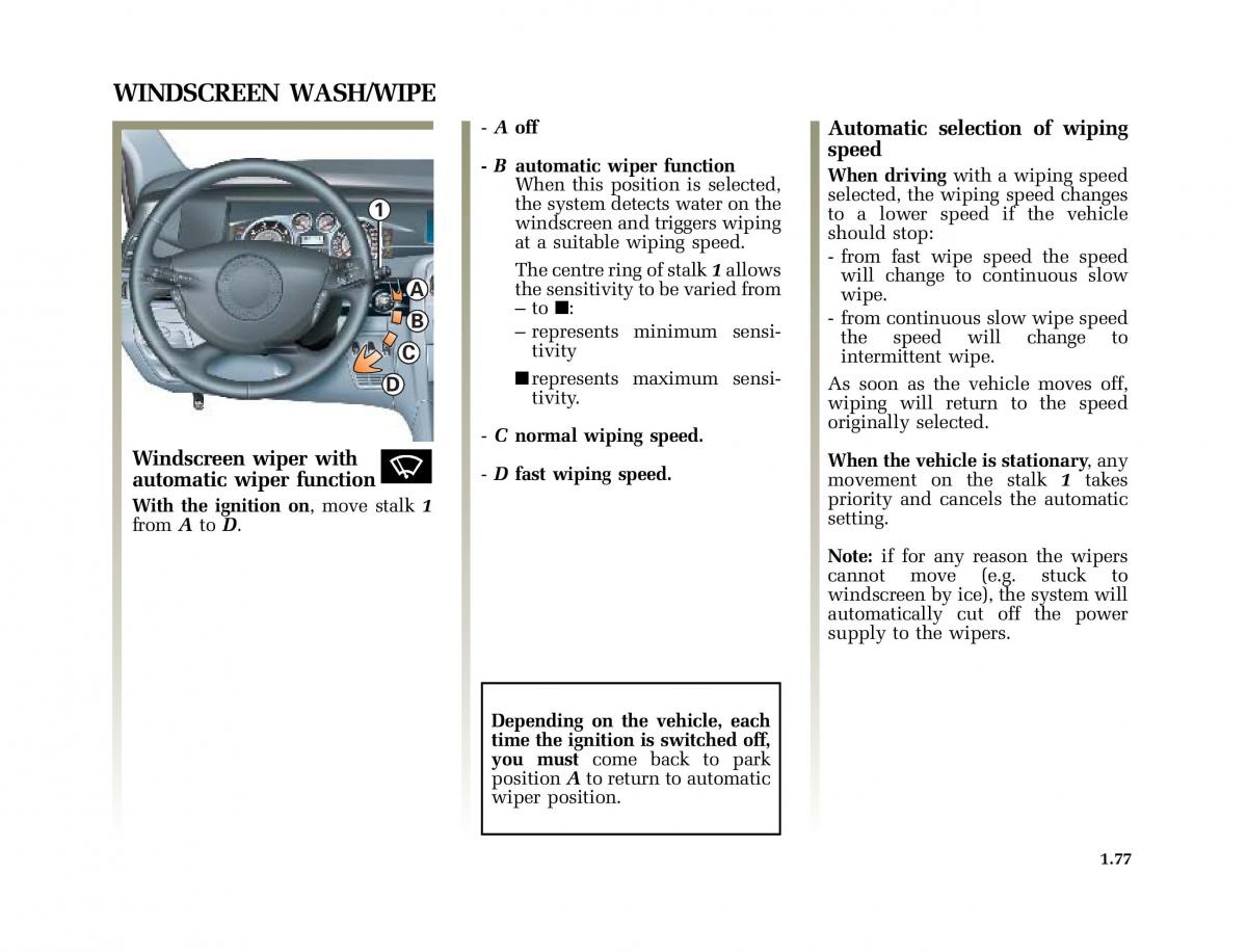 Renault Vel Satis owners manual / page 86