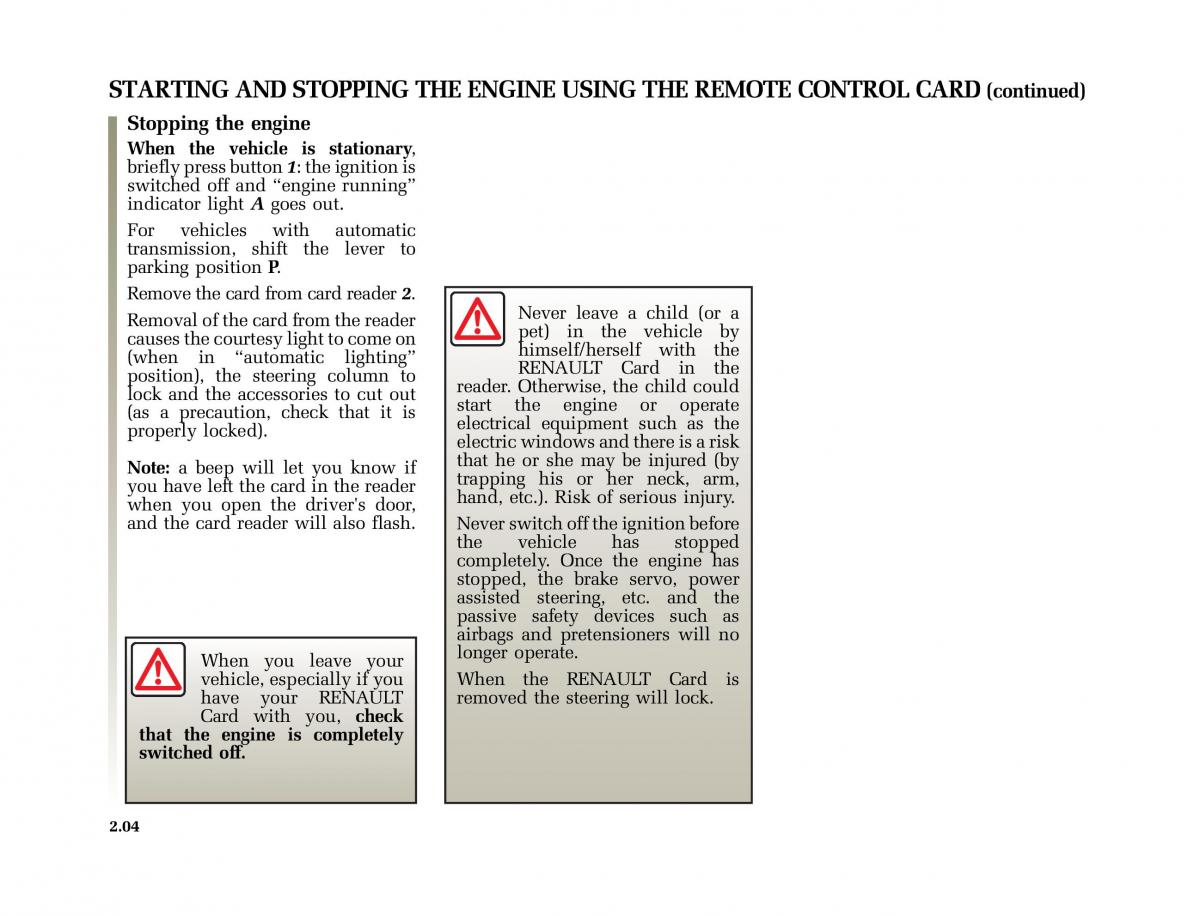 Renault Vel Satis owners manual / page 95