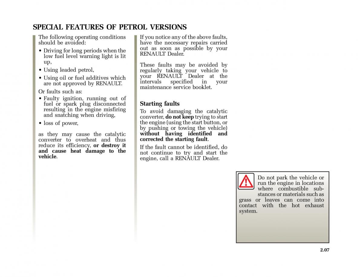 Renault Vel Satis owners manual / page 98