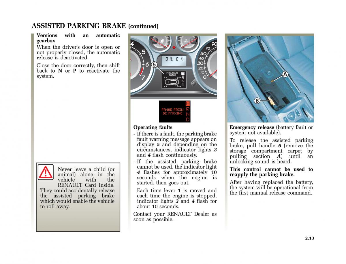 Renault Vel Satis owners manual / page 104