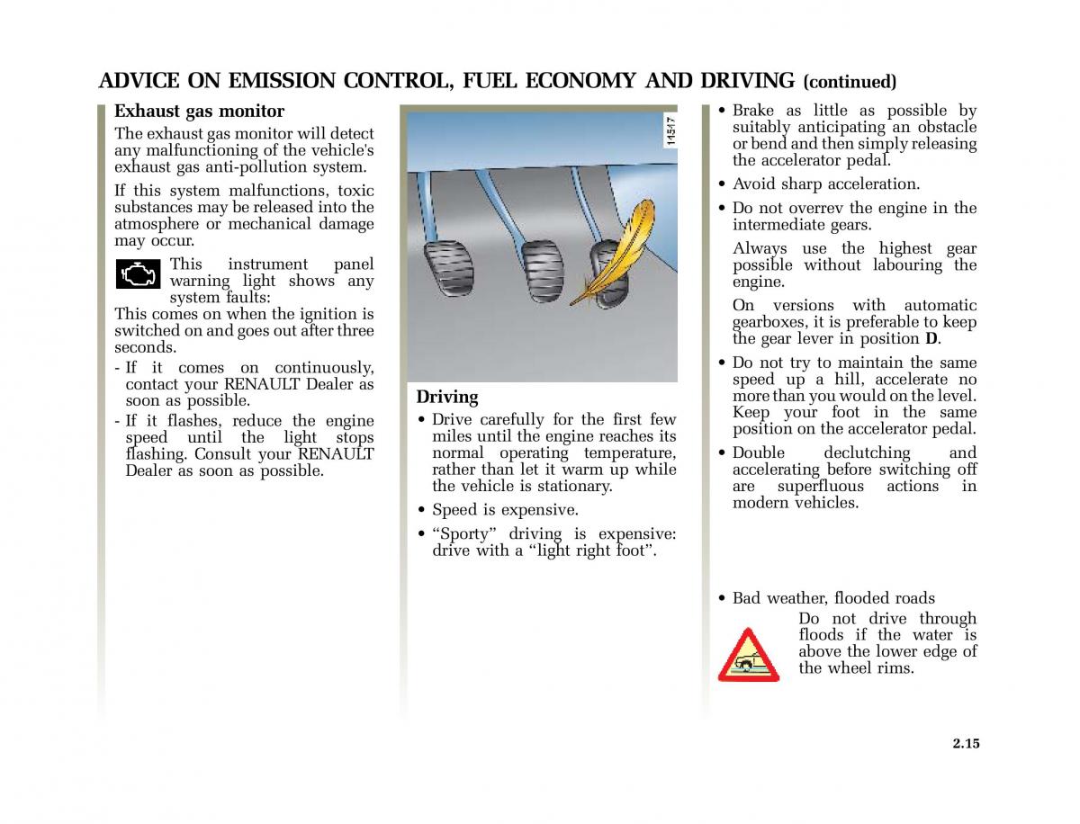 Renault Vel Satis owners manual / page 106