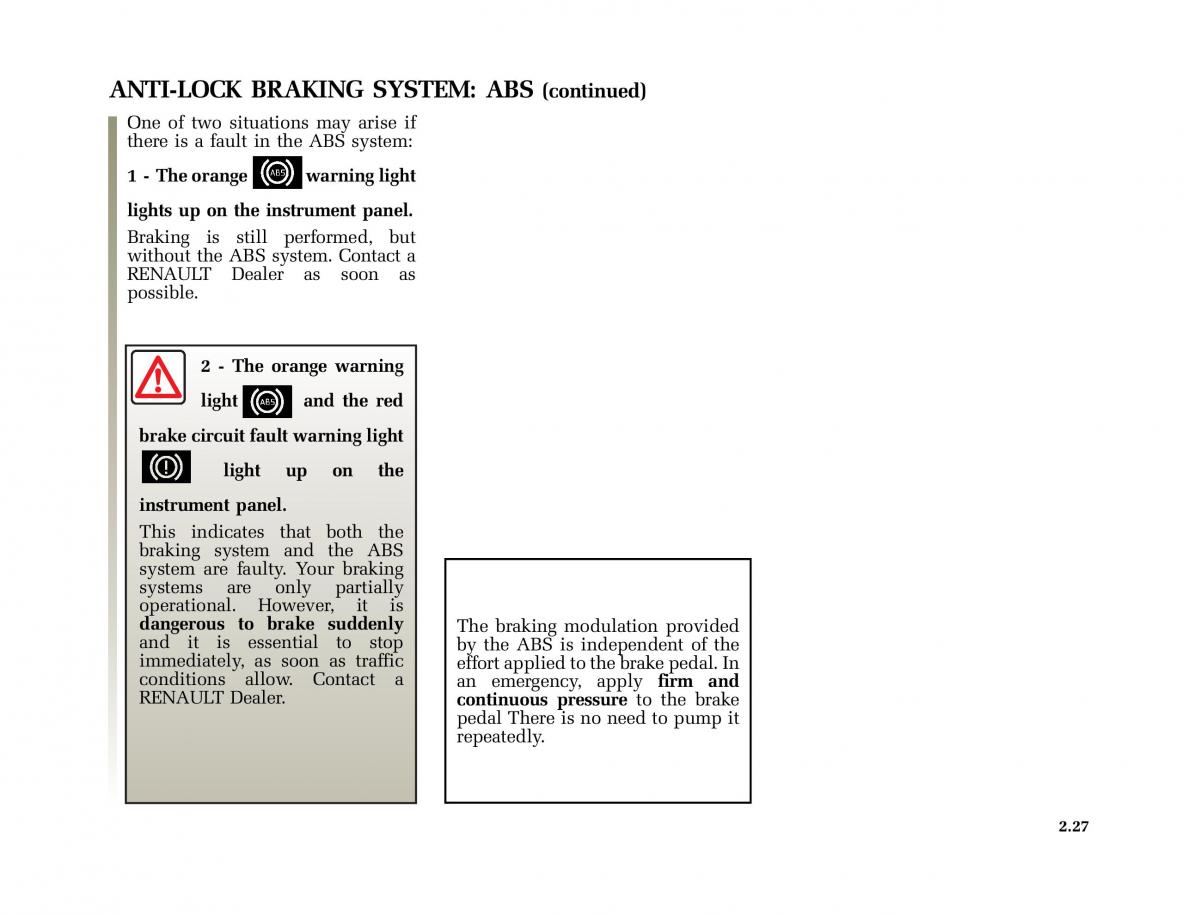 Renault Vel Satis owners manual / page 118