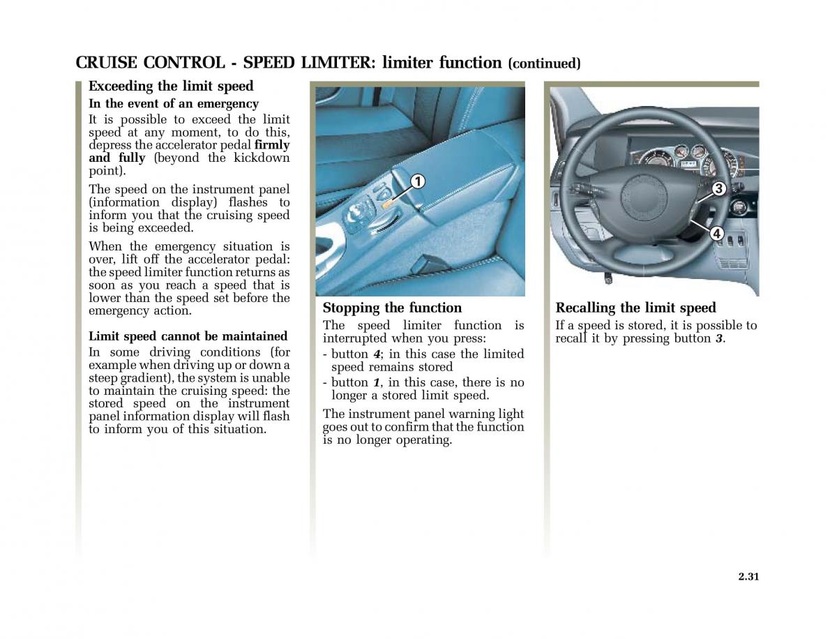 Renault Vel Satis owners manual / page 122