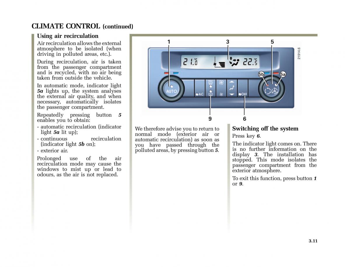 Renault Vel Satis owners manual / page 144