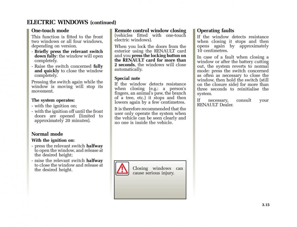 Renault Vel Satis owners manual / page 148