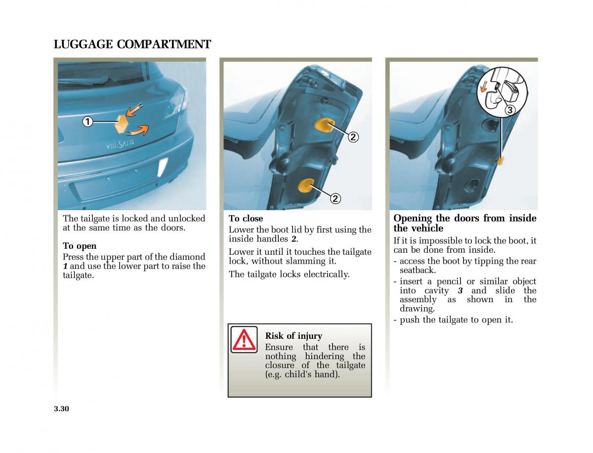 Renault Vel Satis owners manual / page 163