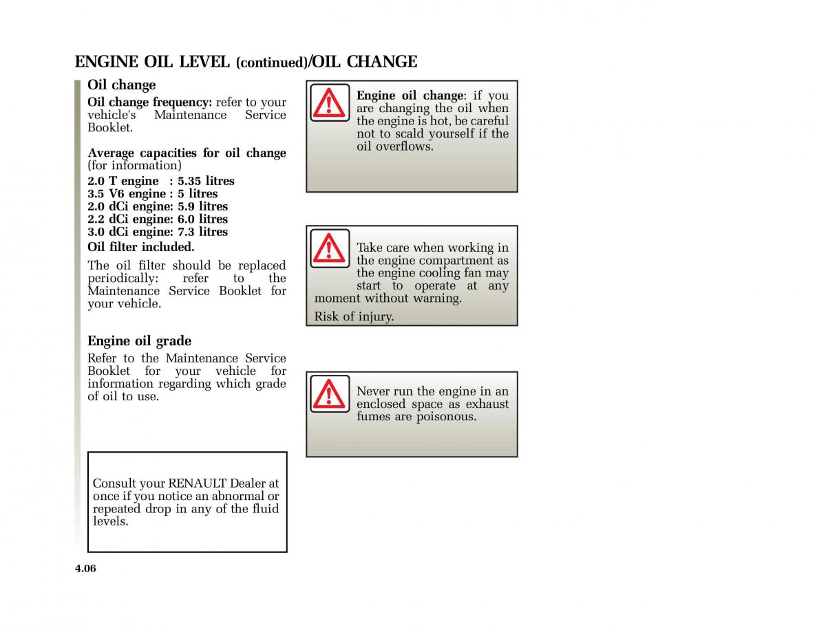 Renault Vel Satis owners manual / page 177