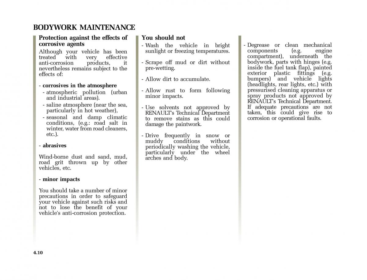 Renault Vel Satis owners manual / page 181