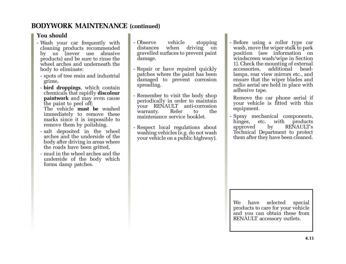 Renault Vel Satis owners manual / page 182