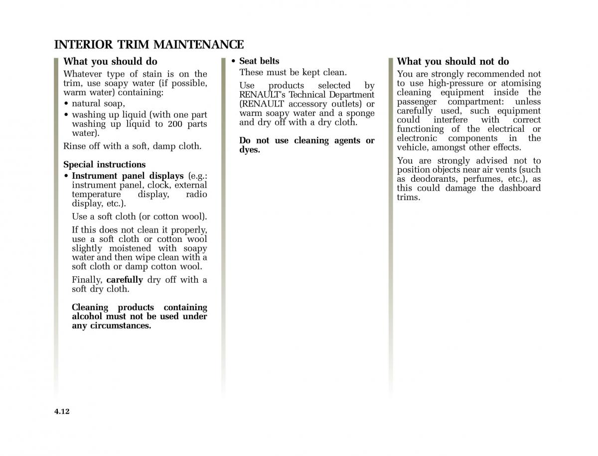 Renault Vel Satis owners manual / page 183