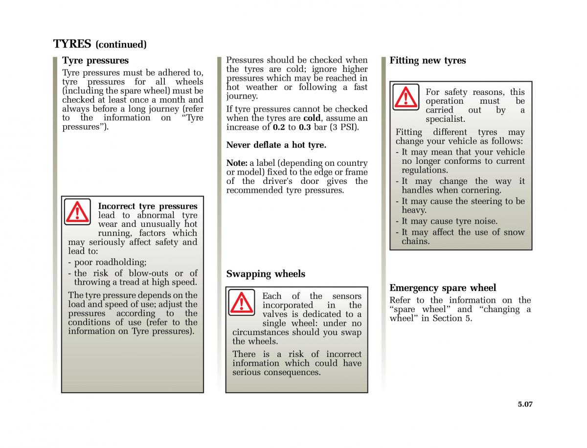 Renault Vel Satis owners manual / page 190