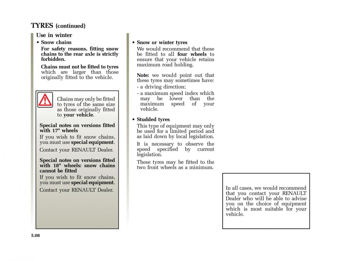 Renault Vel Satis owners manual / page 191