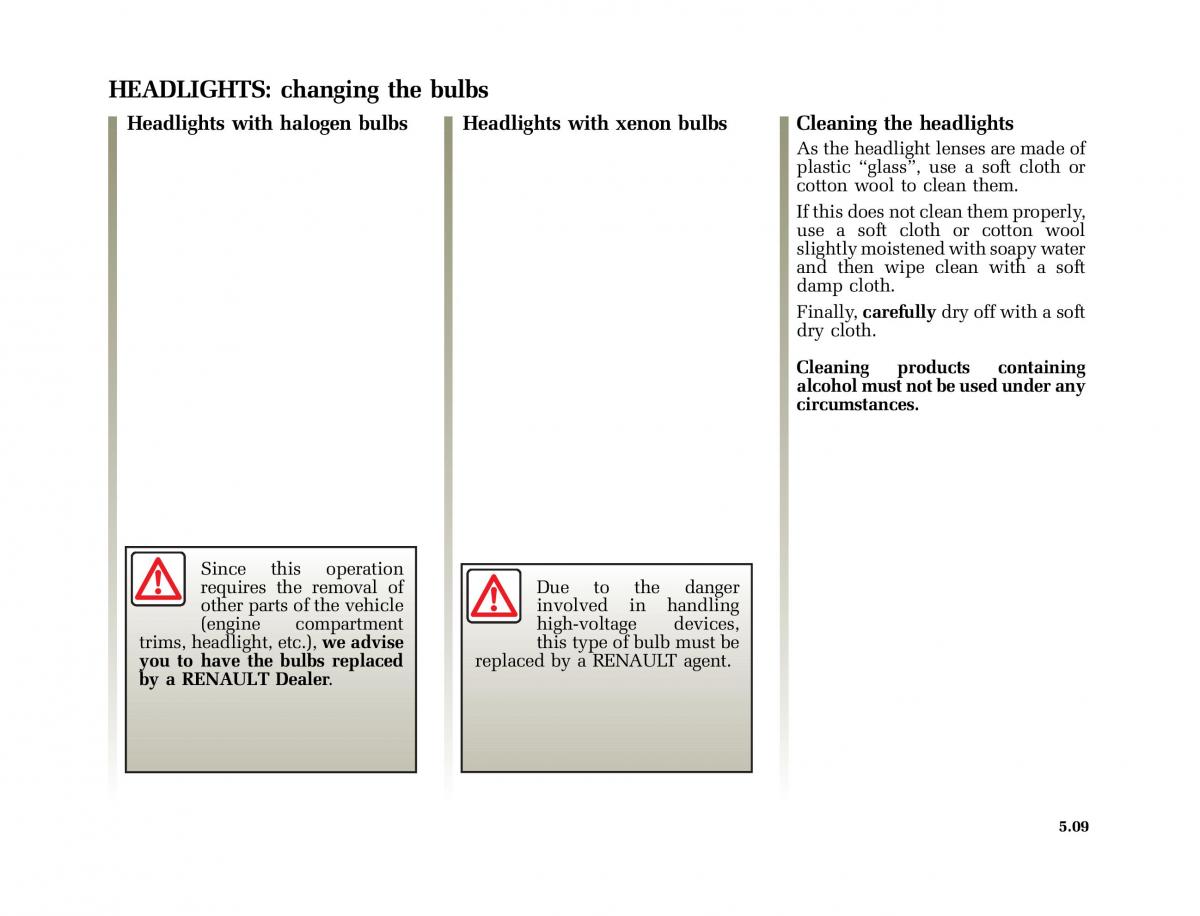 Renault Vel Satis owners manual / page 192