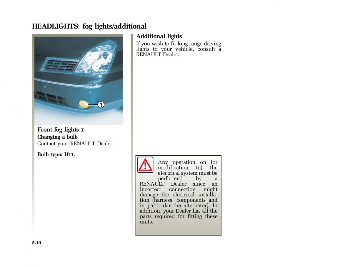 Renault Vel Satis owners manual / page 193