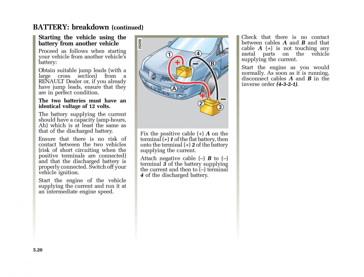 Renault Vel Satis owners manual / page 203