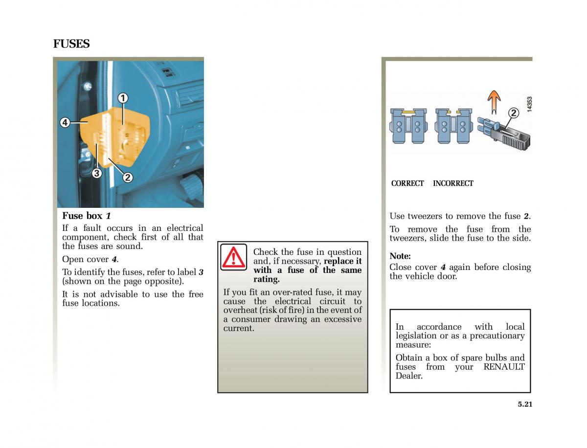 Renault Vel Satis owners manual / page 204