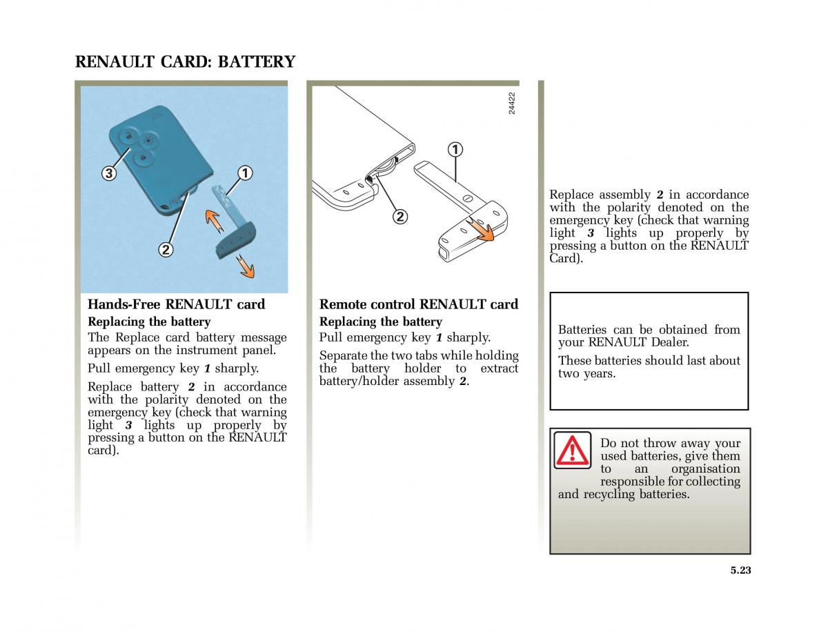 Renault Vel Satis owners manual / page 206