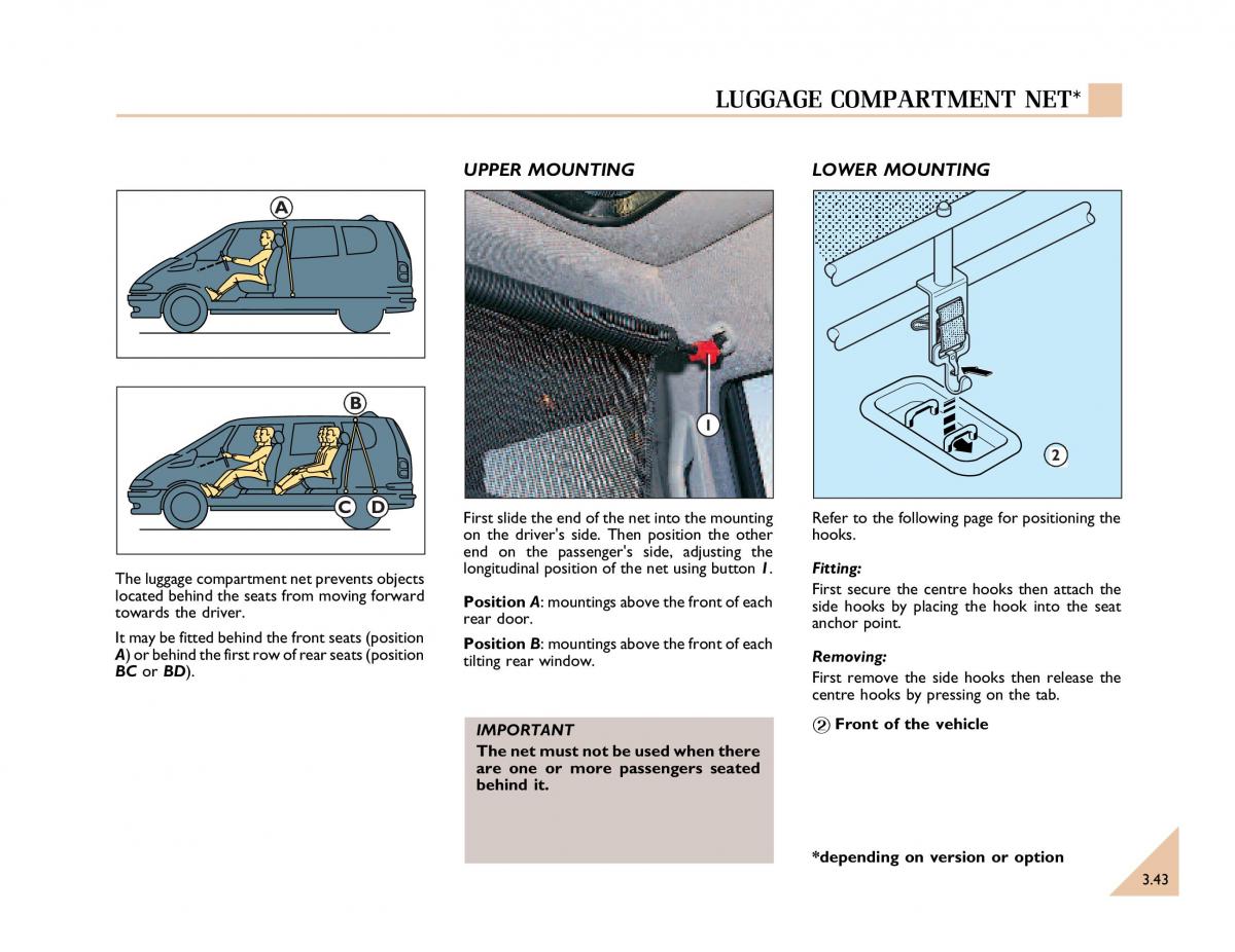 Renault Espace III 3 owners manual / page 110