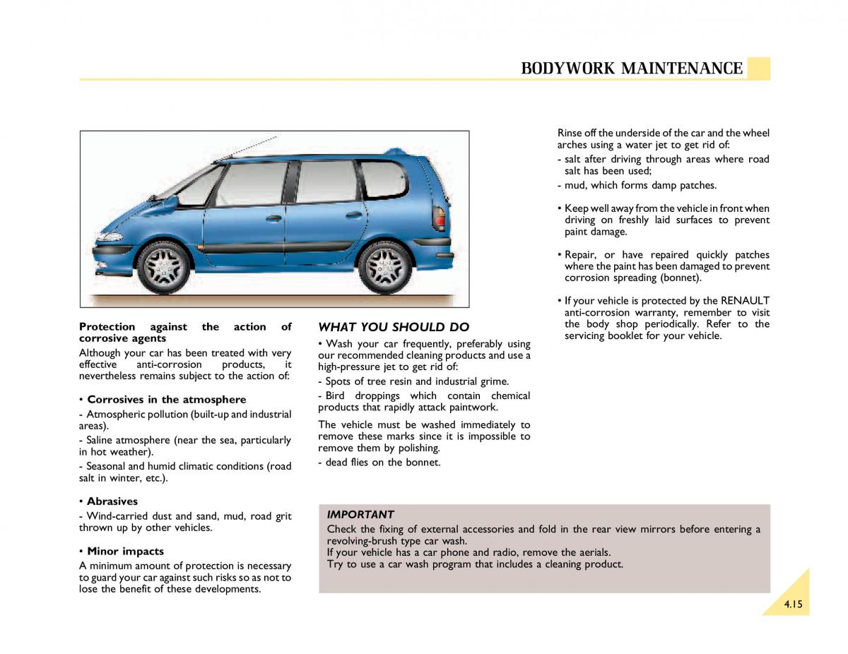 Renault Espace III 3 owners manual / page 128